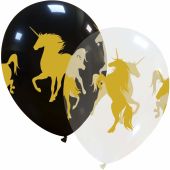Unicorn Black and Transparent Limited Edition 12" Latex Balloons 25Ct