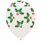 Colourful Christmas Holly Limited Edition 12" Latex Balloons 25Ct
