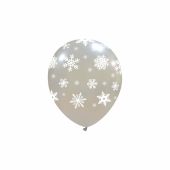 Icy Silver Snow Flakes Limited Edition 5" Latex Balloons 50Ct