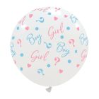 Boy or Girl? Gender Reveal White 24" Latex Balloon 1ct