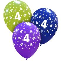  Stars and Streamers Age 4 Multi Colour 12" Latex 25ct