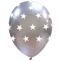 Silver Chromium Stars 12" Latex 25Ct