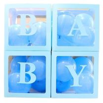 Baby Blue BABY Transparent Balloon Boxes 30x30x30cm