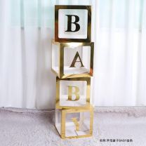 Gold BABY Transparent Balloon Boxes 30x30x30cm