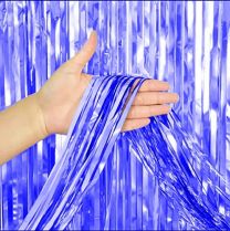 Foil Fringe Curtain Backdrop Metallic Royal Blue