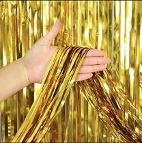 Foil Fringe Curtain Backdrop Metallic Gold