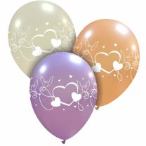 Hearts and Doves 12" Latex Balloons 25Ct