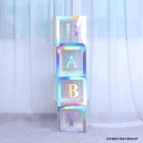 Iridescent BABY Transparent Balloon Boxes 30x30x30cm