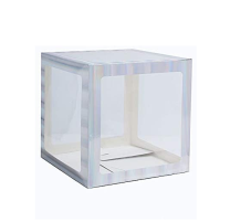 Blank Iridescent Transparent Balloon Boxes 30x30x30cm Pack of 4
