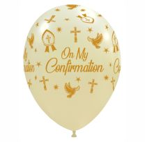 Crozier 12" 'On My Confirmation' Gold and Ivory Latex 50ct