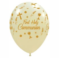 Chalice 12"  'First Holy Communion' Gold and Ivory Latex 50ct