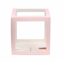 Blank Pink Transparent Balloon Boxes 30x30x30cm Pack of 4