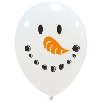 Snowman Face Limited Edition 12" Latex Balloon 25Ct 2 Colour Printed 1 Side