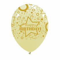 Star Happy Birthday Ivory Gold 12" Latex 50ct