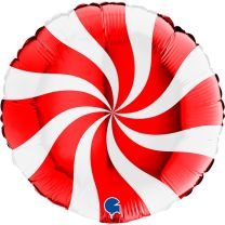 Swirly White and Red 18" Foil Balloon